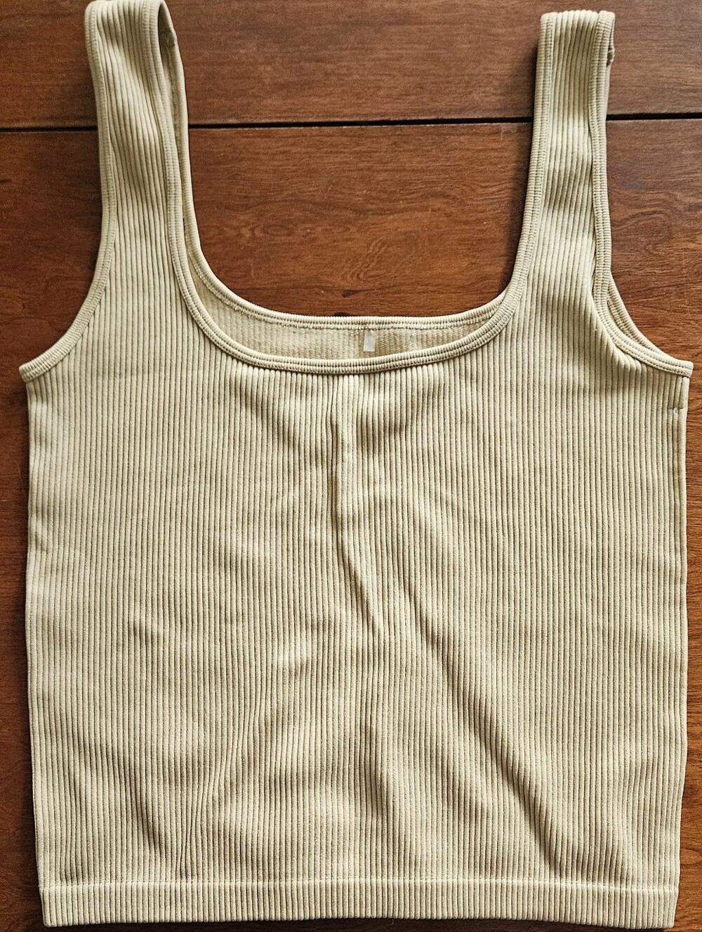 Ribbed Square-Neck Tank Top in Cream